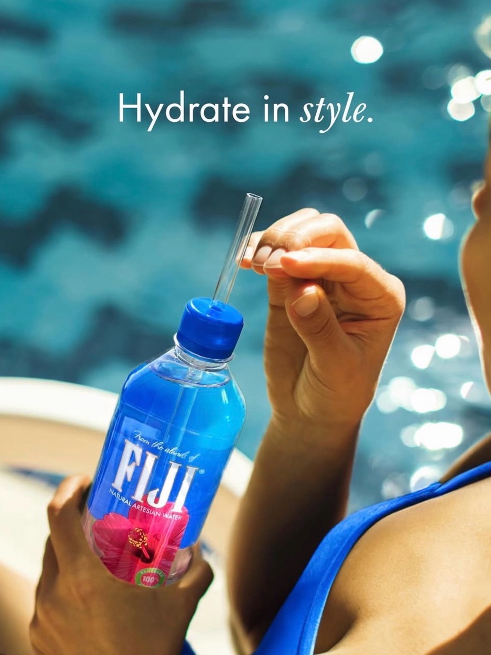 Fiji Water Reusable Drinking Straw with Cap - Pack of 2